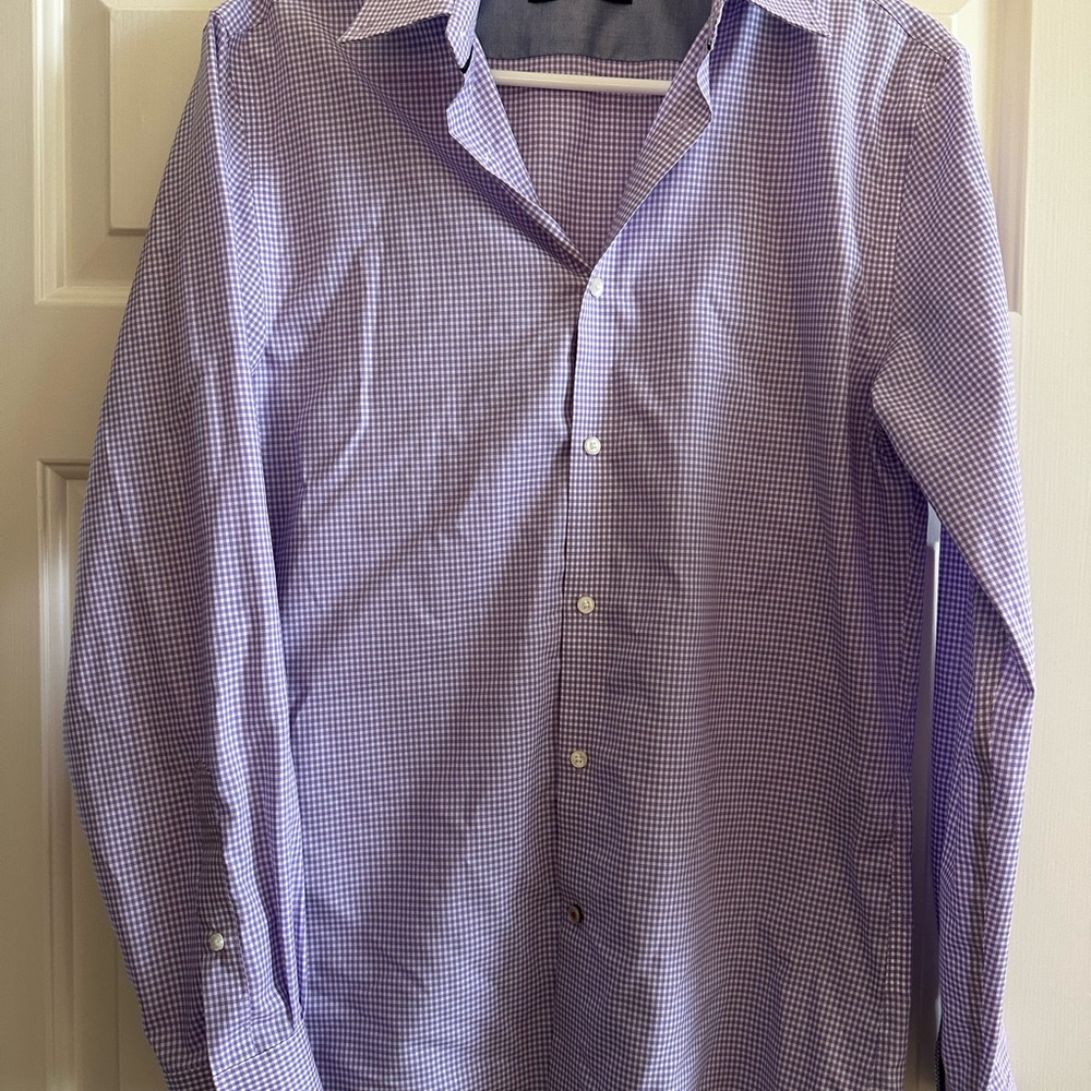 Tommy Hilfiger Men's Purple Checkered Button Down Dress Shirt Size 14 1/2 32/33